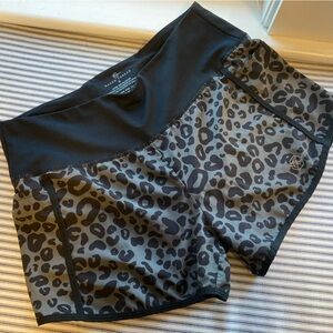 Maven Thread Gray and Black Leopard Print Athletic Shorts, Size XL